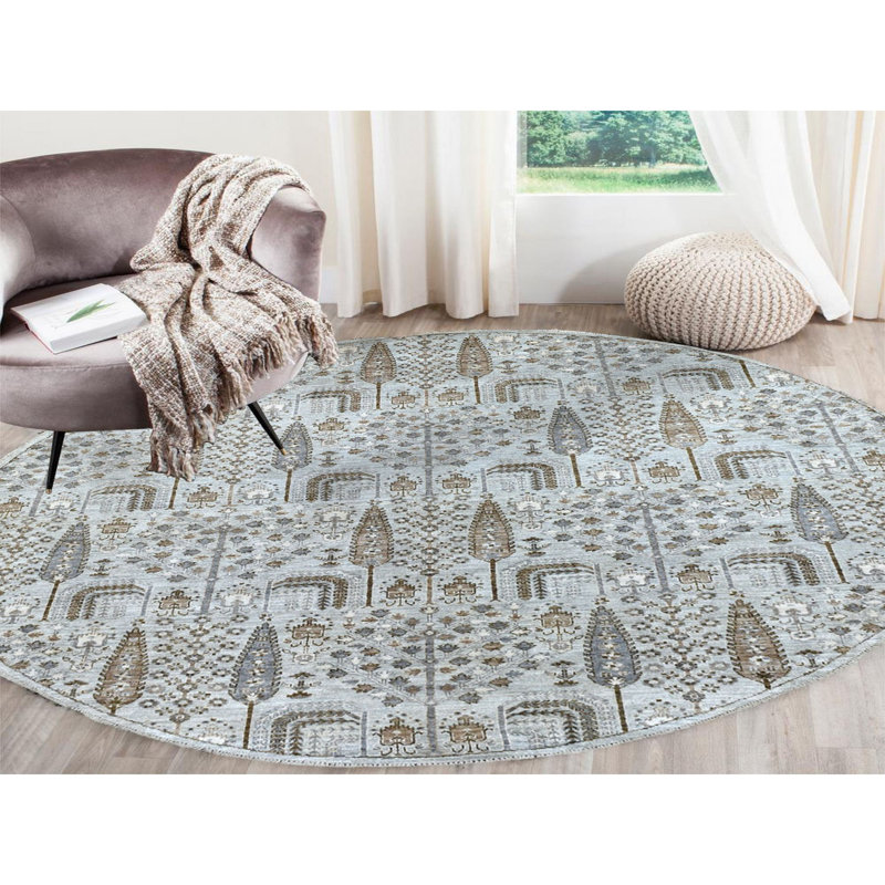 Mayble One-of-a-Kind 8'3" X 8'3" Round Wool Area Rug in Grey