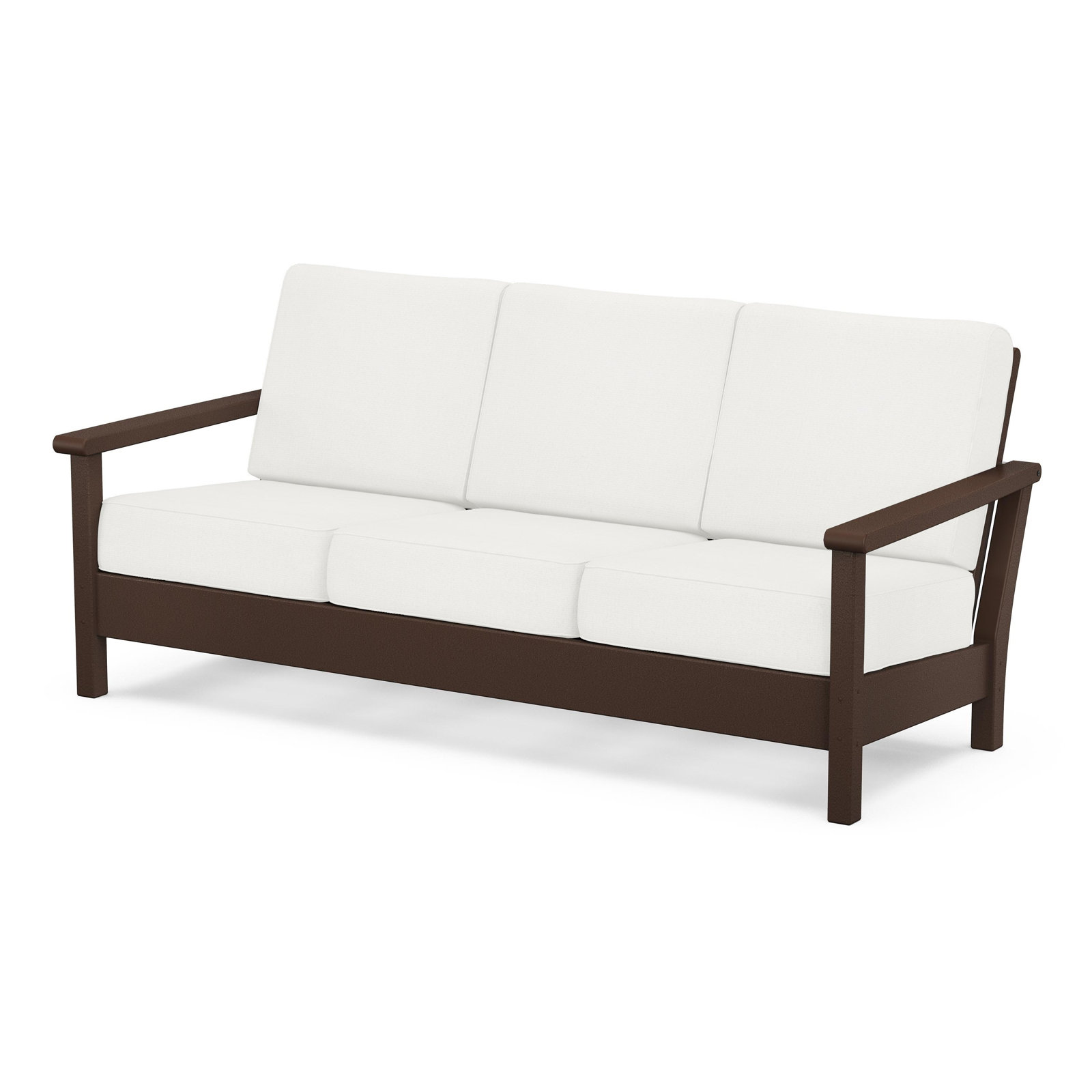 Harbour Deep Seating Sofa, Natural Linen, Mahogany