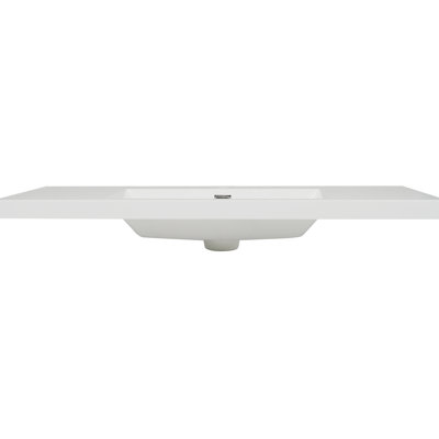 47" Resin Vanity Top For Bathroom, Single Sink, 3 Pre - Drilled Faucet Holes, Bright White, Smooth Surface, Long Term Durability, Low Maintenance Finish,
