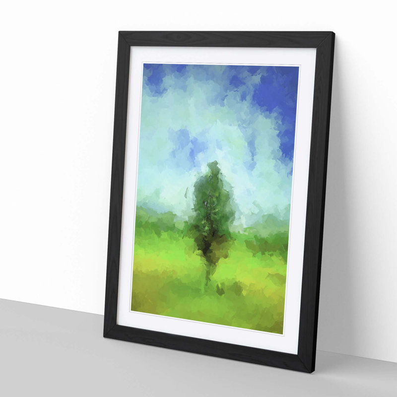 Isolated Tree in Abstract - Framed Print, 48cm H x 36cm W x 2cm D, Black Framed
