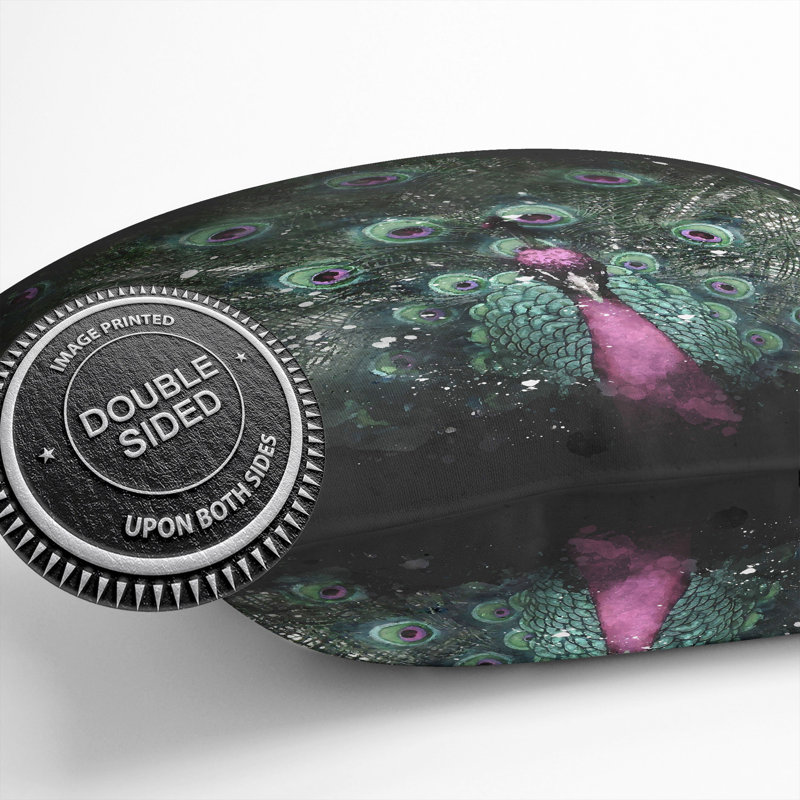 Mesmerising Peacock Paint Splash Cushion with Filling, 40cm H x 40cm W x 15cm D