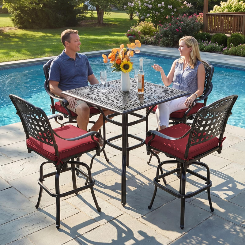 Ensemble de bar pivotant pour patio 5 pièces Meetwarm, Red