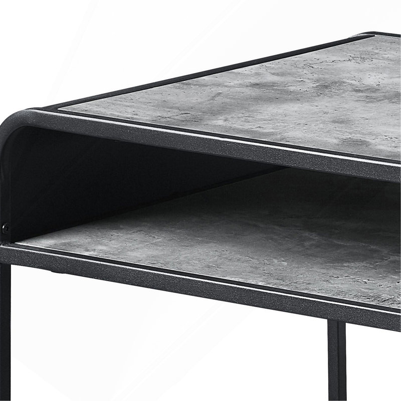 Table basse à 1 tablette en béton gris et noir.