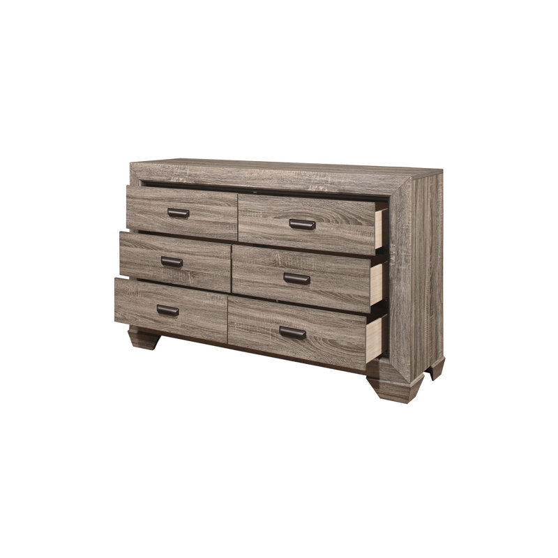 Ensemble de chambre à coucher à panneau 3-1 ans Evynn, Brun clair, Trois pièces : lit, commode et miroir, Grand