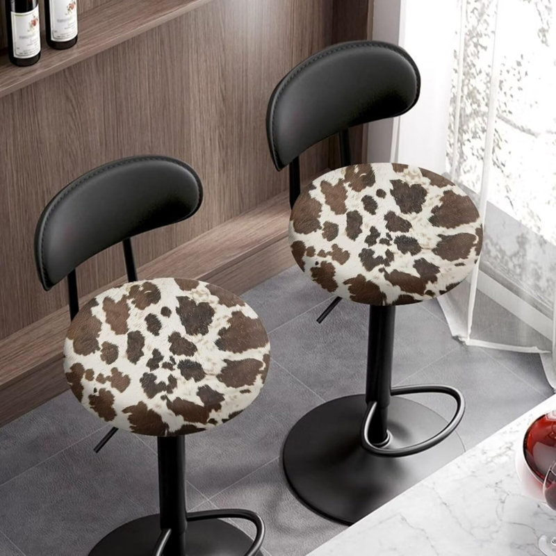 Brown Cheetah Bar Stool Covers - Stretch Dining Chair Covers Set Of 2, Tub Leopard Print Animal Texture Bar Chair Covers Removable Counter