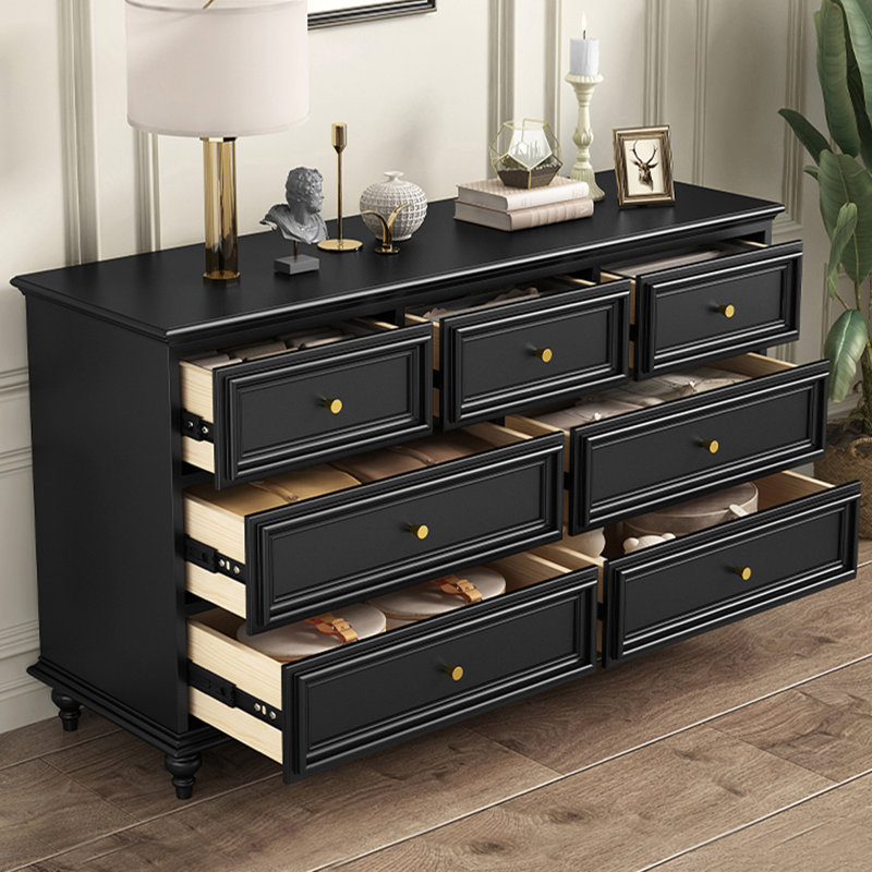 Black Solid + Manufactured Wood Accent Cabinet, 31.5" H x 55.12" W x 13.78" D