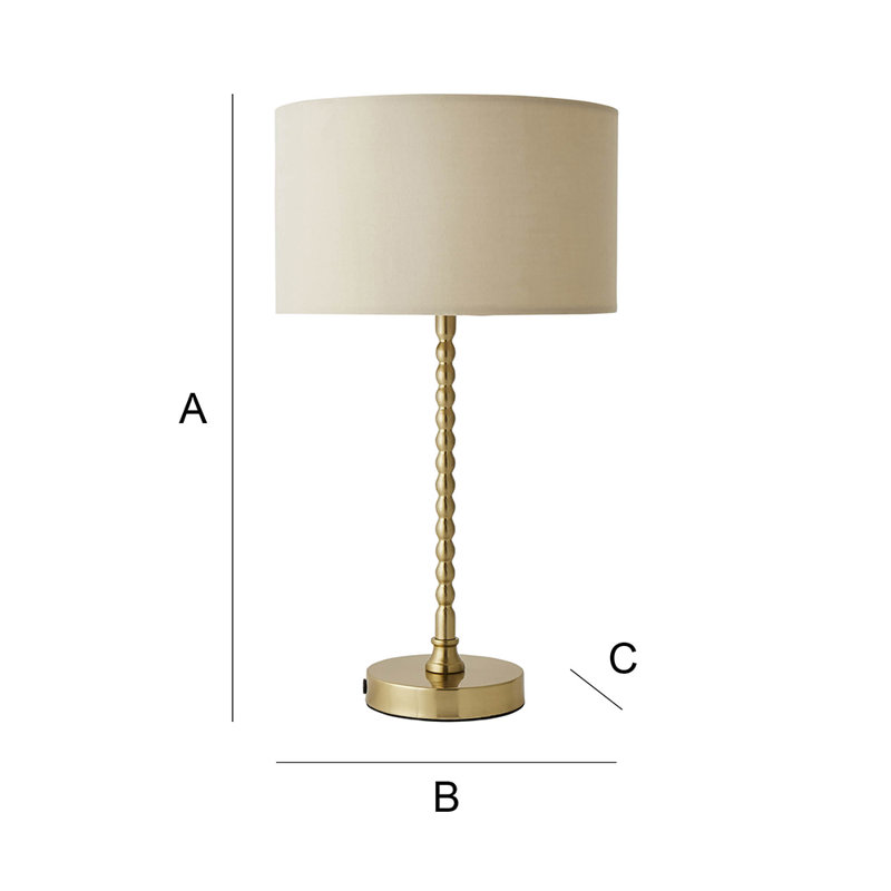 Cifuentes Black Fabric Drum Lamp Shade Matte Black Bobbin Bobble Table Lamp and Bulb, Gold, Beige, No