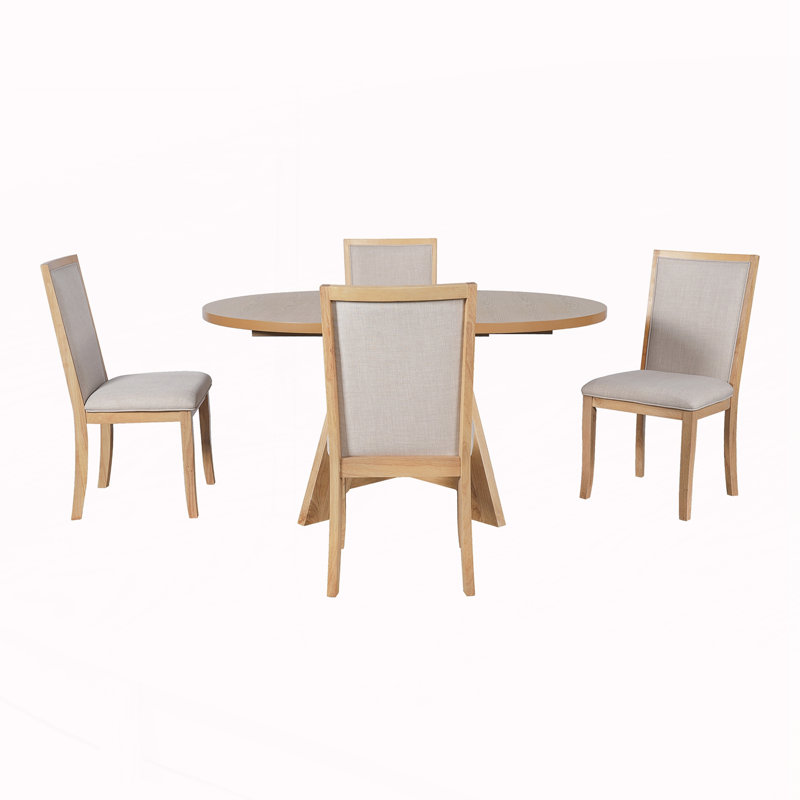 Ensemble de table de salle à manger extensible Farmhouse, Naturel, Naturel / Beige