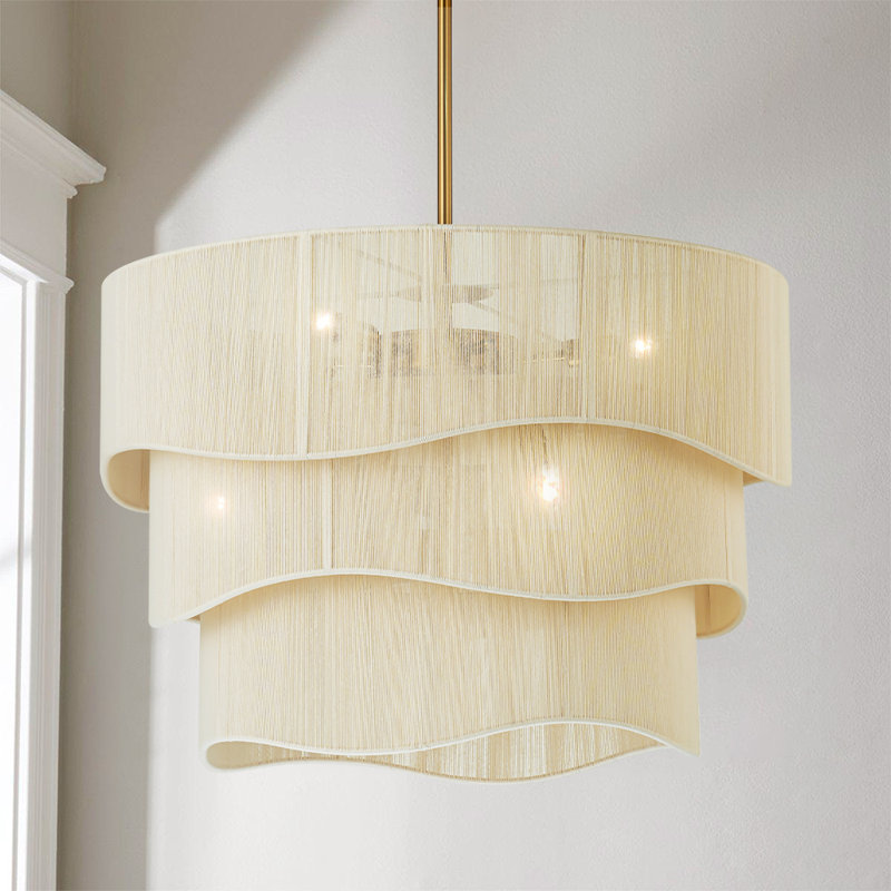 Virelle 6-Light Boho Dimmable Tiered Drum Chandelier