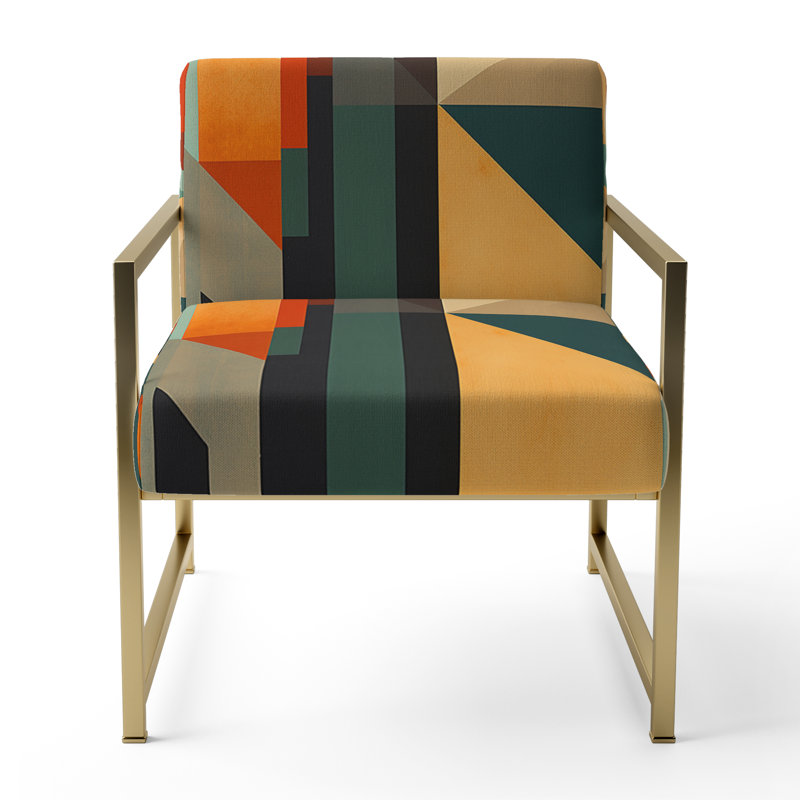 Chaise d'appoint rembourrée de style Mid-Century moderne pleine lune Symphony Mid-Century Full Moon, Doré