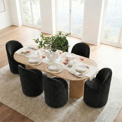  6 - Person Dining Table Sets With Oval Table & 6 Upholstered Chairs