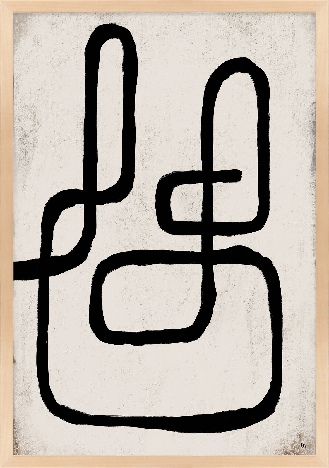 Linework 1 by StudioM, 20" H x 14" W x 1.25" D, Maple Framed Paper
