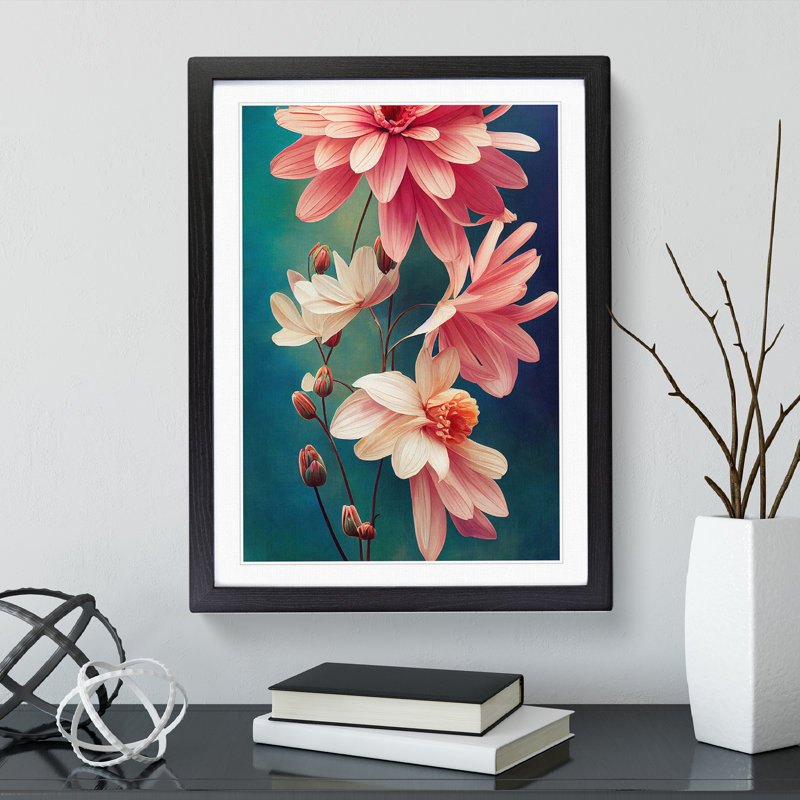 XV1022-3418X Peaceful Flower Scene - Print, Black Framed, 36cm H x 27cm W