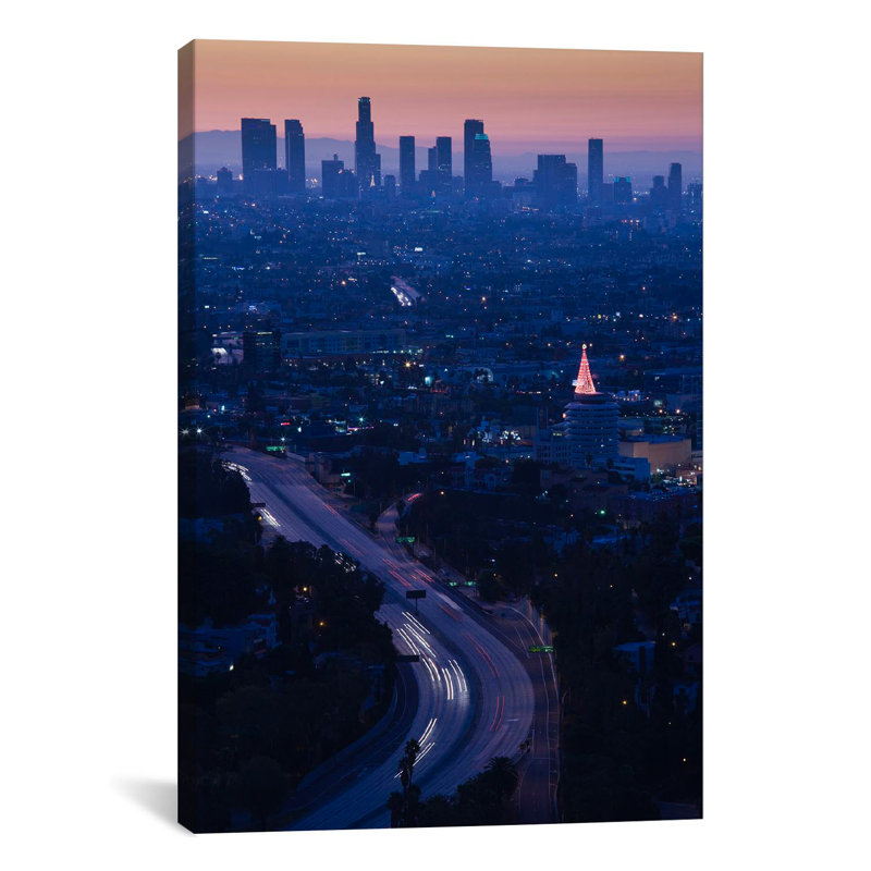 «Highway 101 at Dawn», Hollywood Freeway, Los Angeles, Californie - impression, H 60 po x l 40po x P 1,5 po, Toile tendue