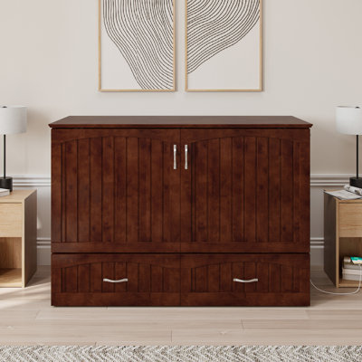 Fabiano Storage Murphy Bed with 6" Mattress, Storage and Built-in Charger