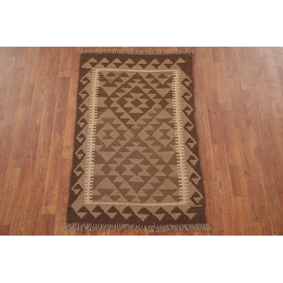 Brown Kilim Reversible Wool Rug 3x4