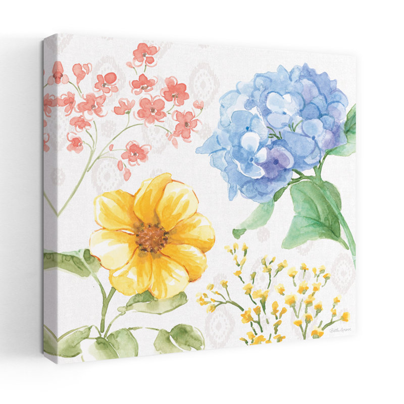 Contemporary Sweet Garden III avec art crème bleu, H 36 po x l 36 po