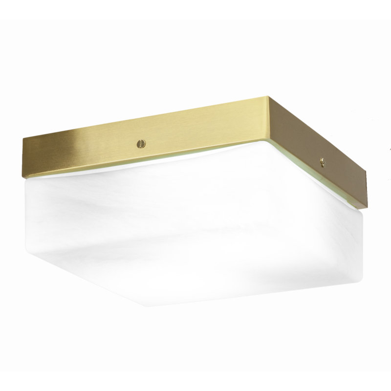 Plafonnier encastré 10 po, fini laiton vieilli avec verre, Blanc