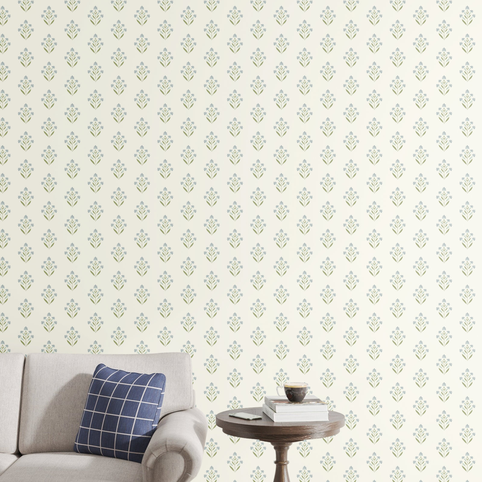 Tenny Prepasted Floral Wallpaper, Aquamarine