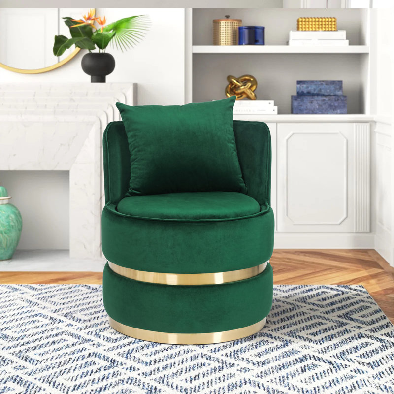 Fauteuil demi-tonneau en polyester 23,03 po, Mélange de polyester vert