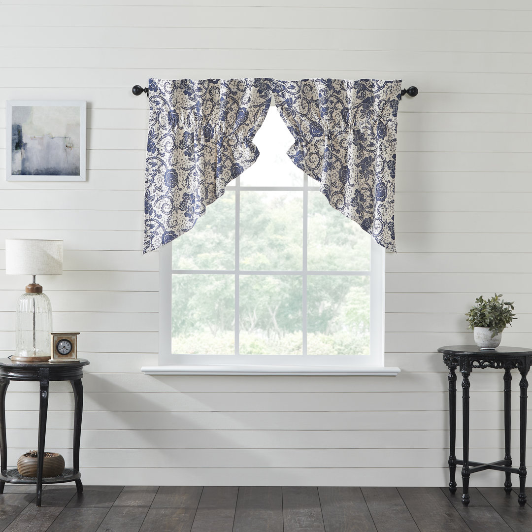 Besmira Cotton Floral Swag Window Valance (Set of 2) Charlton Home®