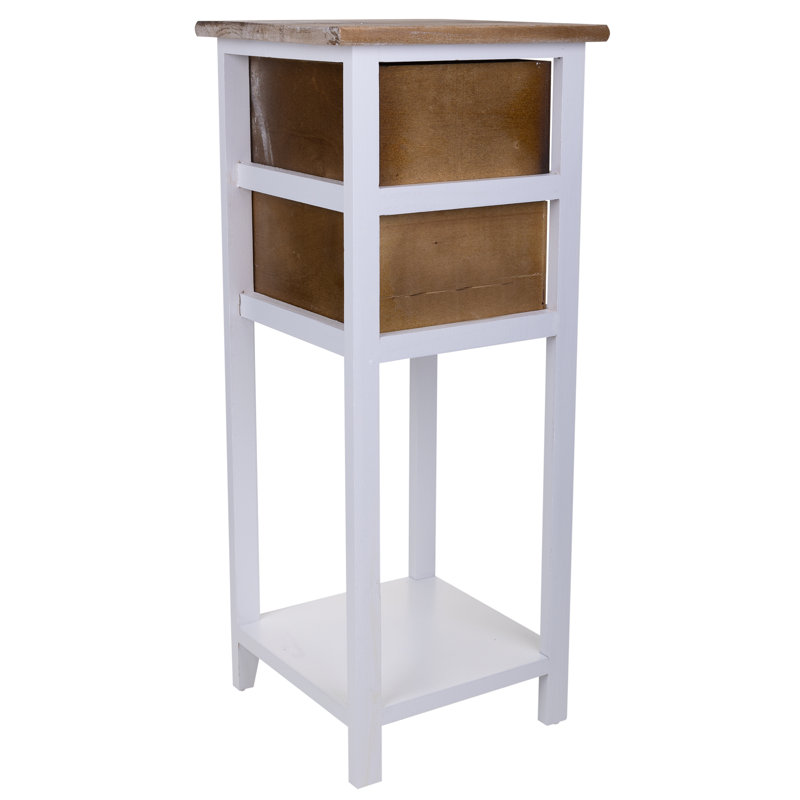 Cassian 30cm W Solid + Manufactured Wood Bedside Table, Brown