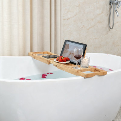 Plateau de baignoire extensible en bambou