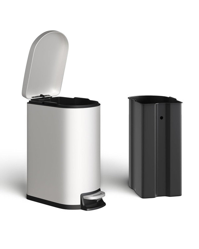 Ensemble de poubelles 13 gallons et 2,6 gallons en acier inoxydable avec couvercle à fermeture douce et seau intérieur, Blanc