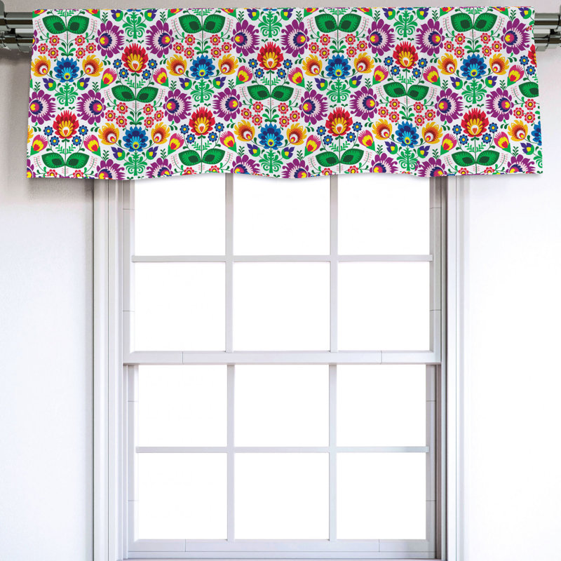 Sateen Floral Ruffled Window Valance