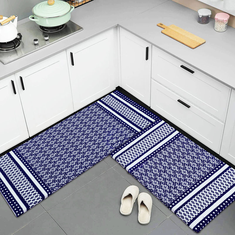 Ensemble de tapis anti-fatigue 2 pièces Jochen, Bleu marine
