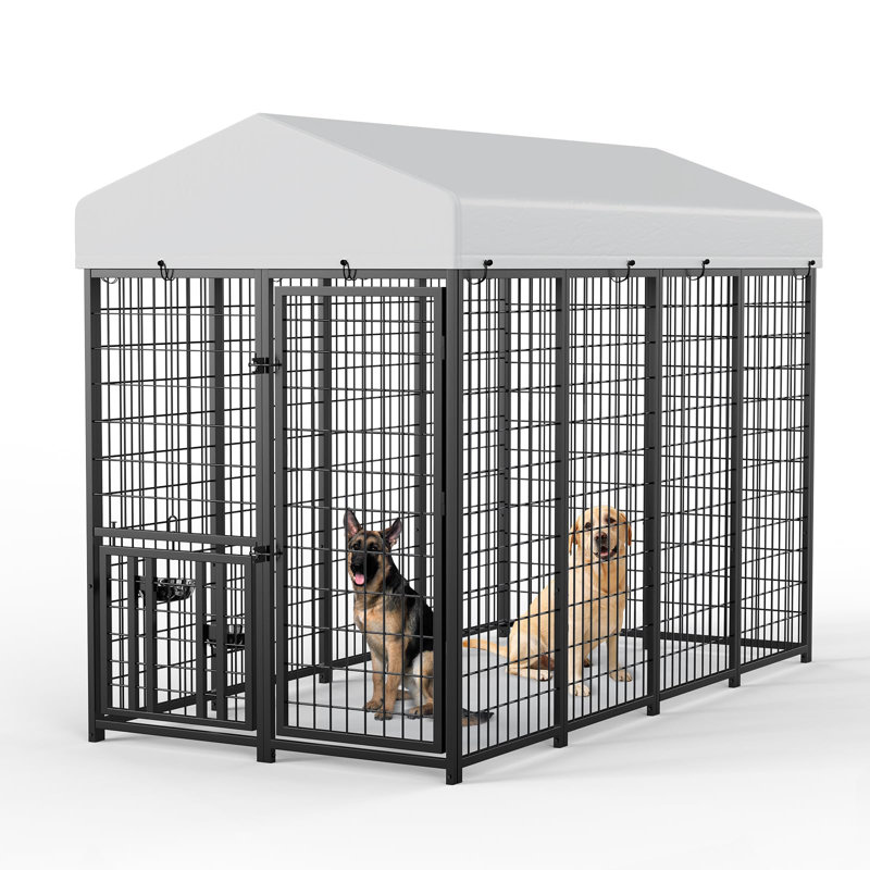 Metal Yard Kennel With Door, 67.3" H x 47.2" W x 96" D