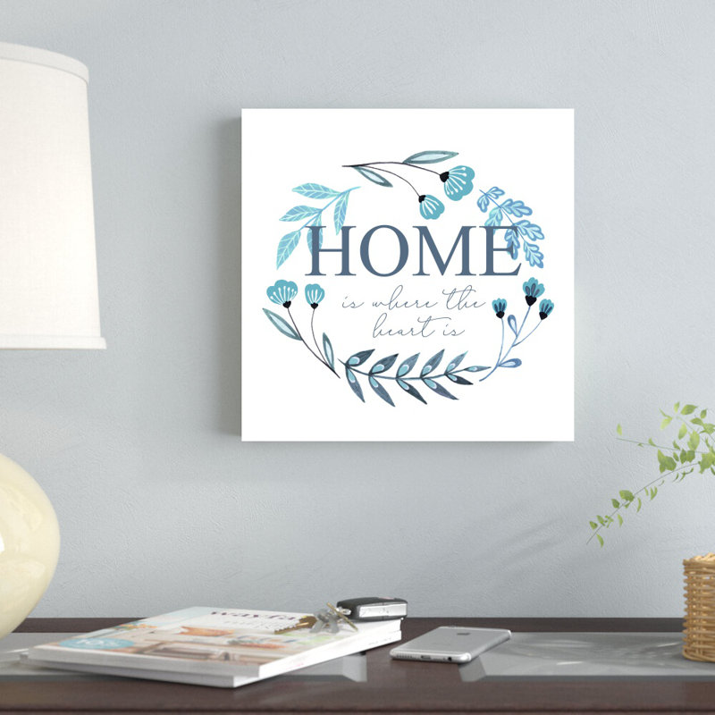 Home Is Where The Heart Is - reproduction d'art textuel sur toile tendue, H 12 po x l 12 po