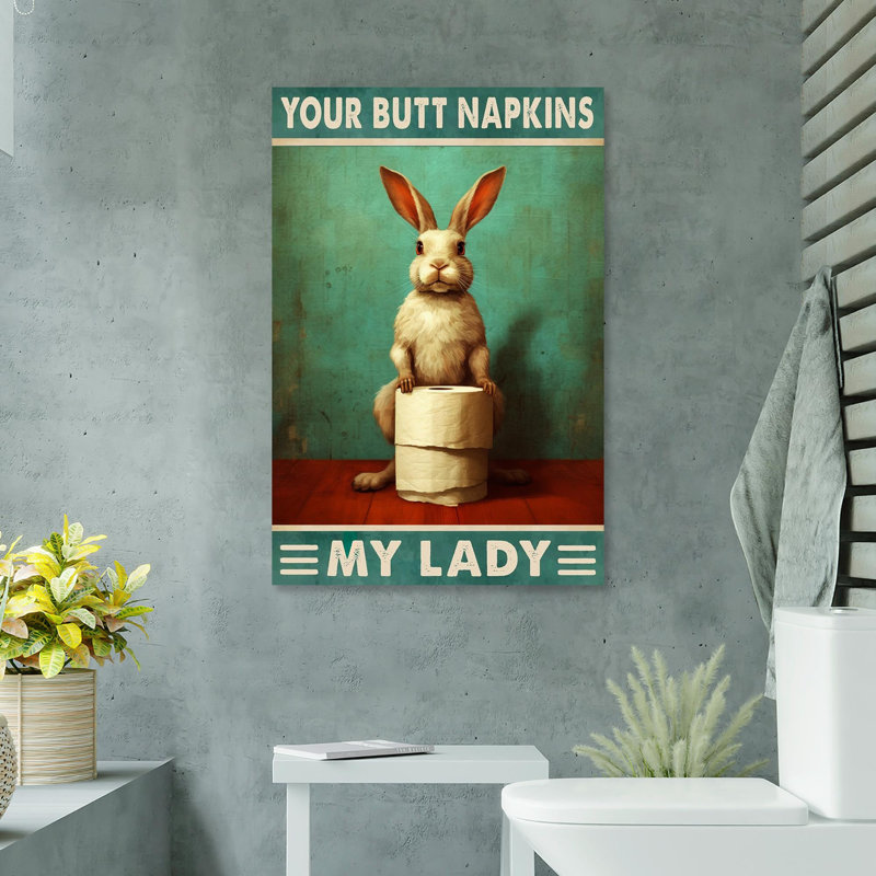 Impression sur toile, "Rabbit Your Bout Napkins My Lady" sur toile, H 36 po x l 24 po x P 1,25 po