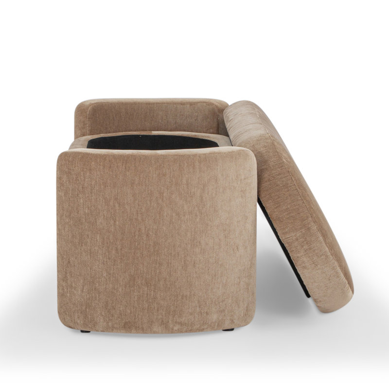 Banc de rangement rembourré 62 po Mizel, Chenille chocolat performance