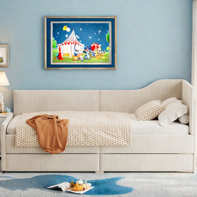 L-shaped Corduroy Daybed With 2 Storage Drawers by Mercer41
