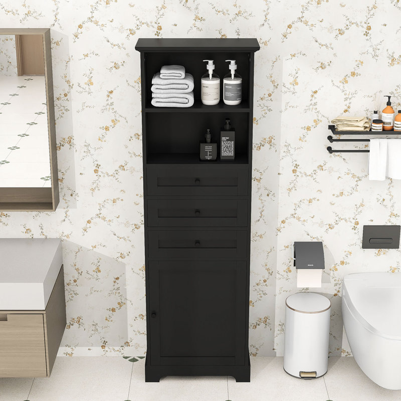 Grande armoire de salle de bain avec 3 tiroirs et tablettes réglables