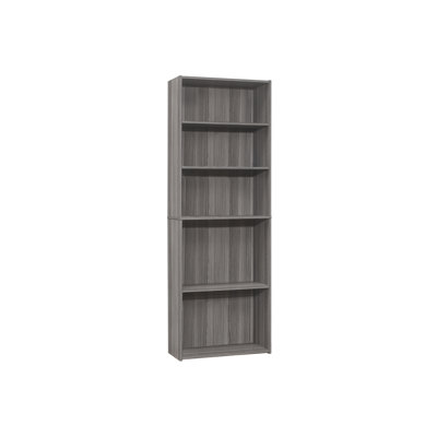 Bookshelf Bookcase 6 Tier, 72"H, Grey Laminate, Office & Bedroom Pleasure, Transitional Style, 3 Adjustable Shelves And 2 Fixed Shelves, Space Saving,