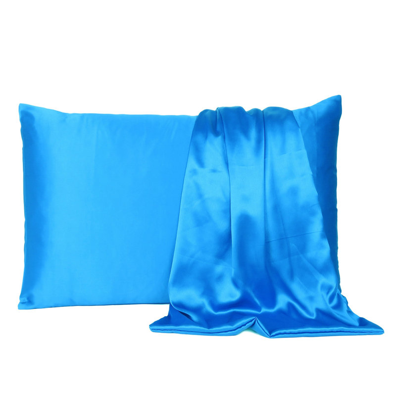 Taie d'oreiller en satin , Grand, Bleu