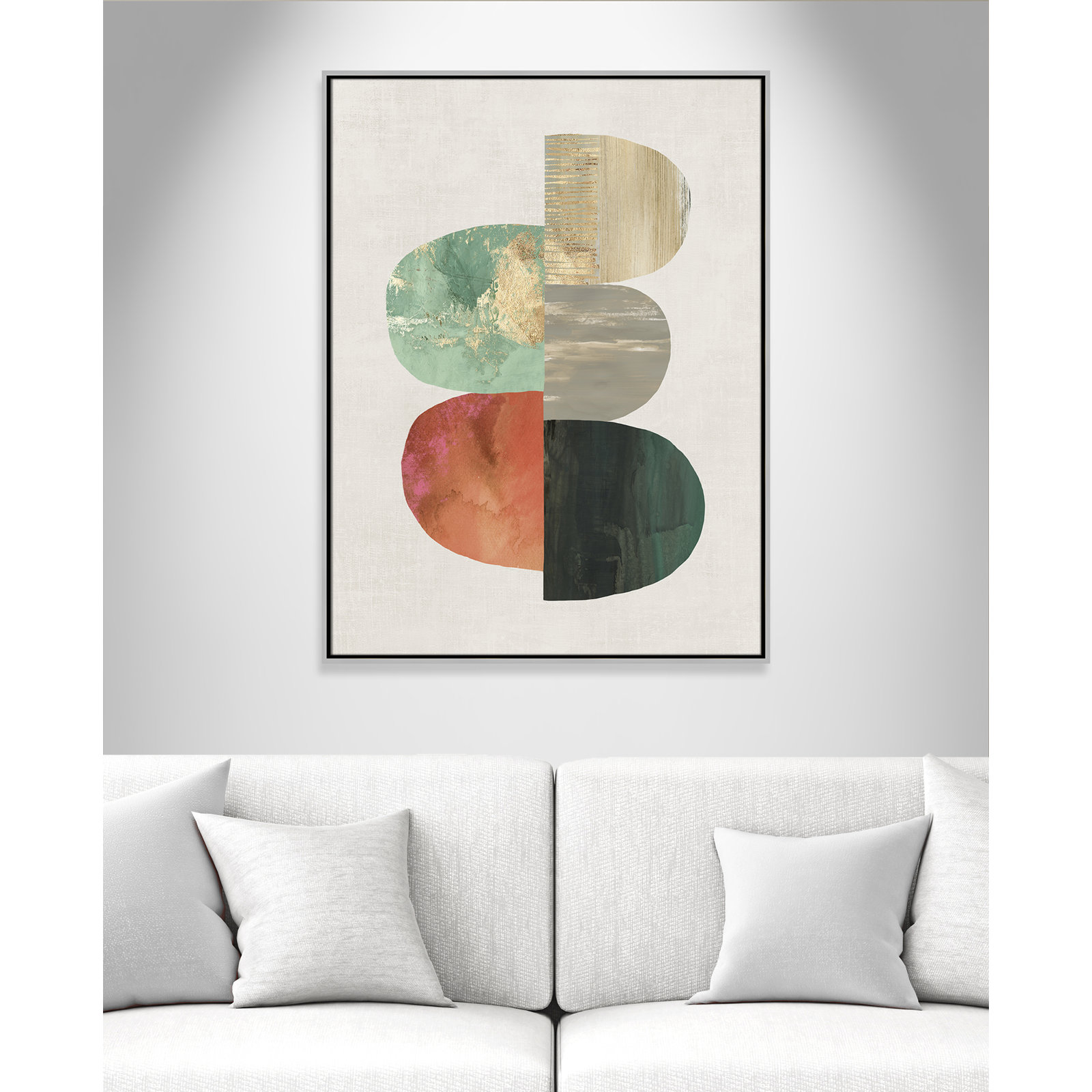 Evolving Energy I - Painting Print, Picture Framed Canvas, 41.5" H x 31.5" W, Silver