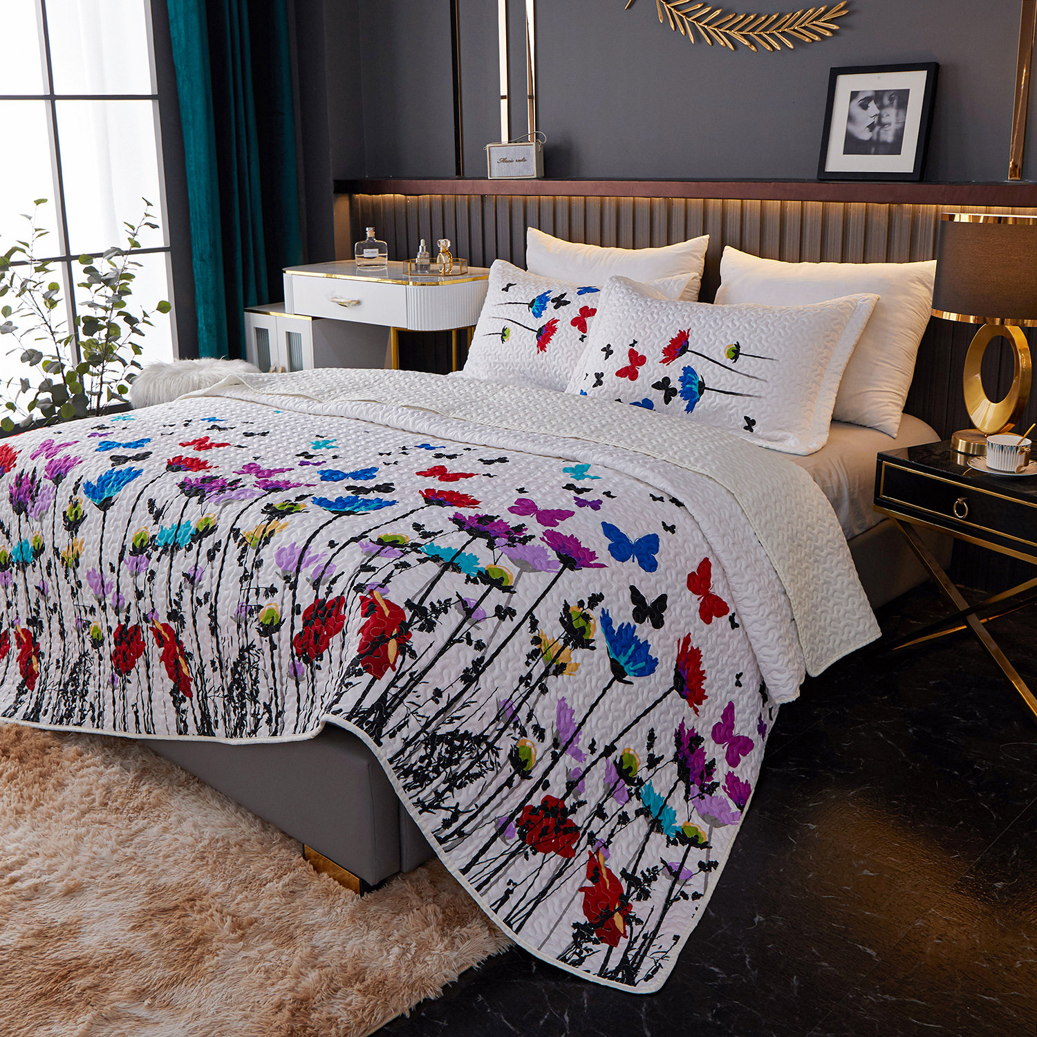 Kindred Home Floral Quilt Set Lightweight Soft Floral Bedspread with