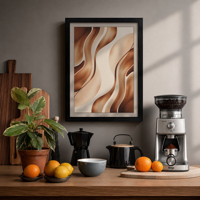 Rippled Earth Minimalist - Framed Print, A4 - 29.7 x 21.0 cm, Black