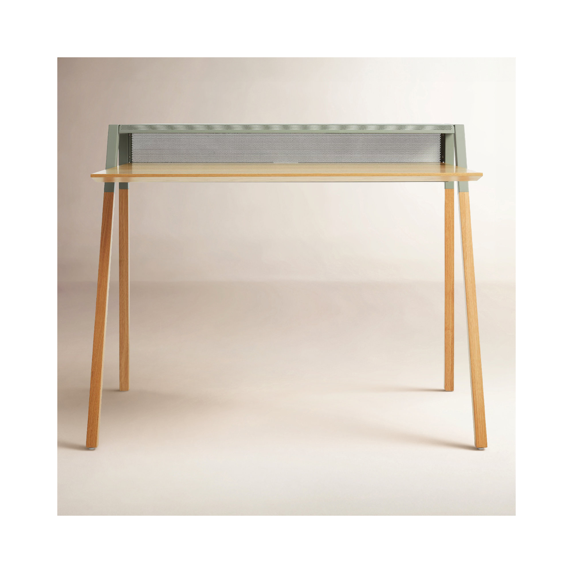 Cant Writing Desk, Gray Green/White Oak