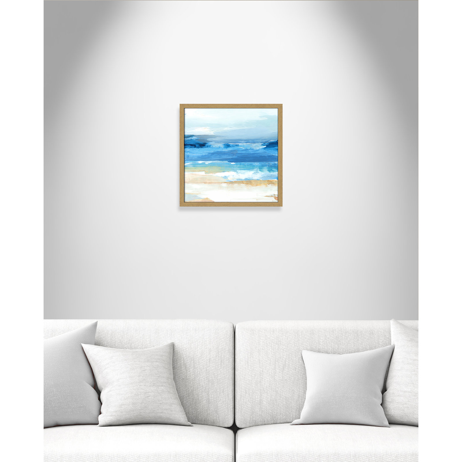 Daphnee "Surface Waves" Painting, 17" H x 17" W x 0.75" D, Natural Framed