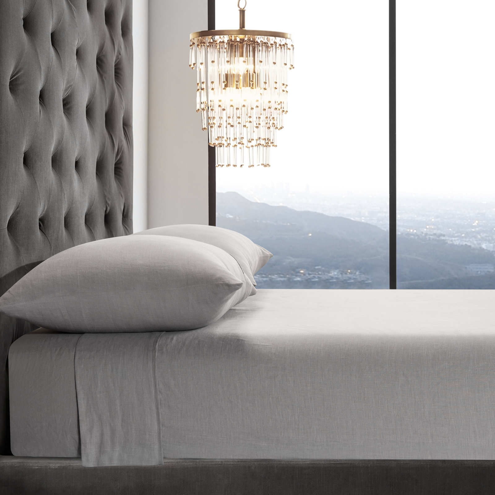 100% Linen - Set of 2, Gray, Standard