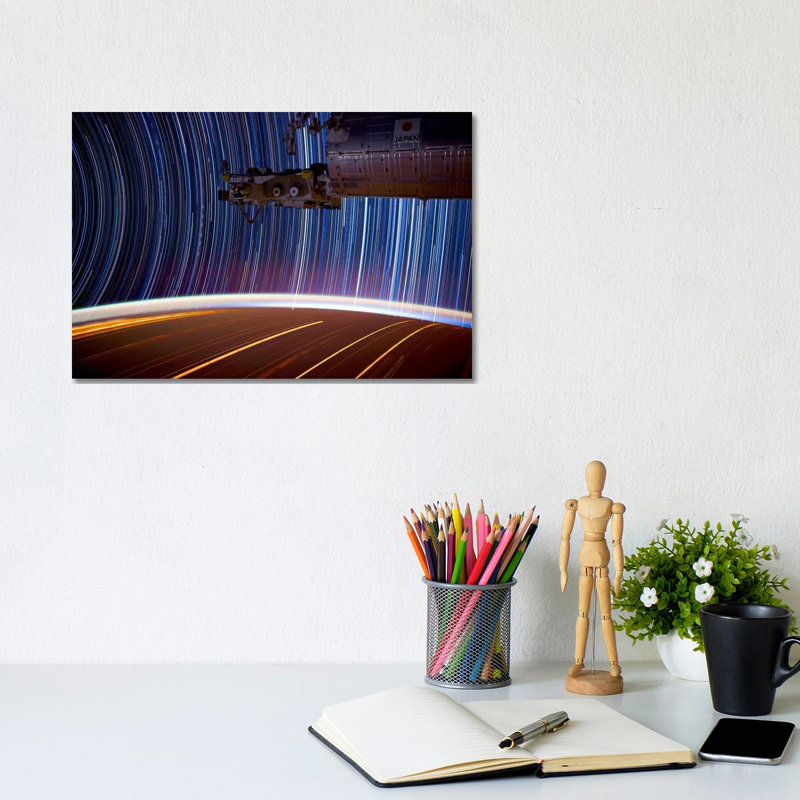 Long Exposure Star Photograph From Space 1 Piece Wrapped Canvas Wall Art, 20.32 cm H x 30.48 cm W