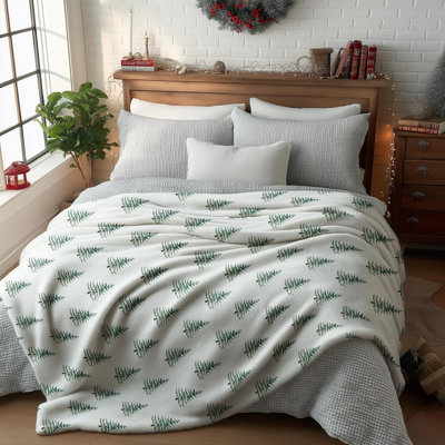 ADHART Christmas Flannel Blanket Throw, Christmas Trees Boho Soft Fuzzy Plush Cozy Fleece Blankets for Couch Sofa Bed Lounging, Ideal Gifts for Christmas Blanket Queen Adults, 60x80