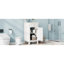 Meuble-lavabo compact français avec rangement, lavabo en bois massif et céramique, élégance pour la salle de bain