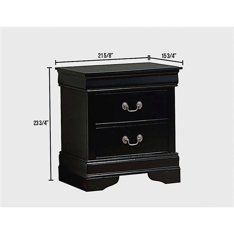 1pc Table de chevet noire Louis Philippe, Noir