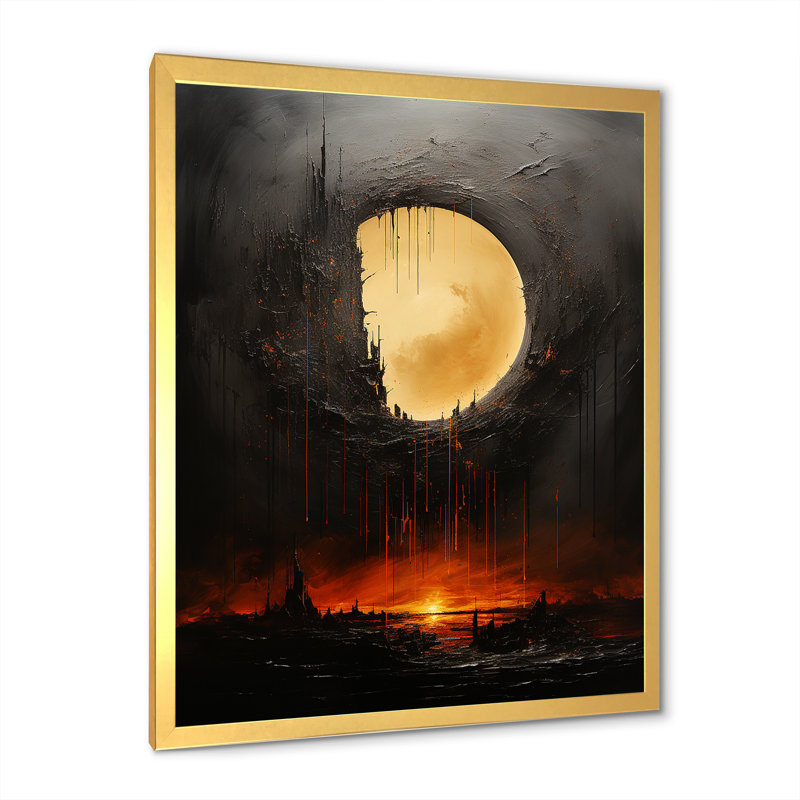 " Moon Ebony Eclipse Silence ", Gold Single Picture Frame, 40" H x 30" W x 1.5" D