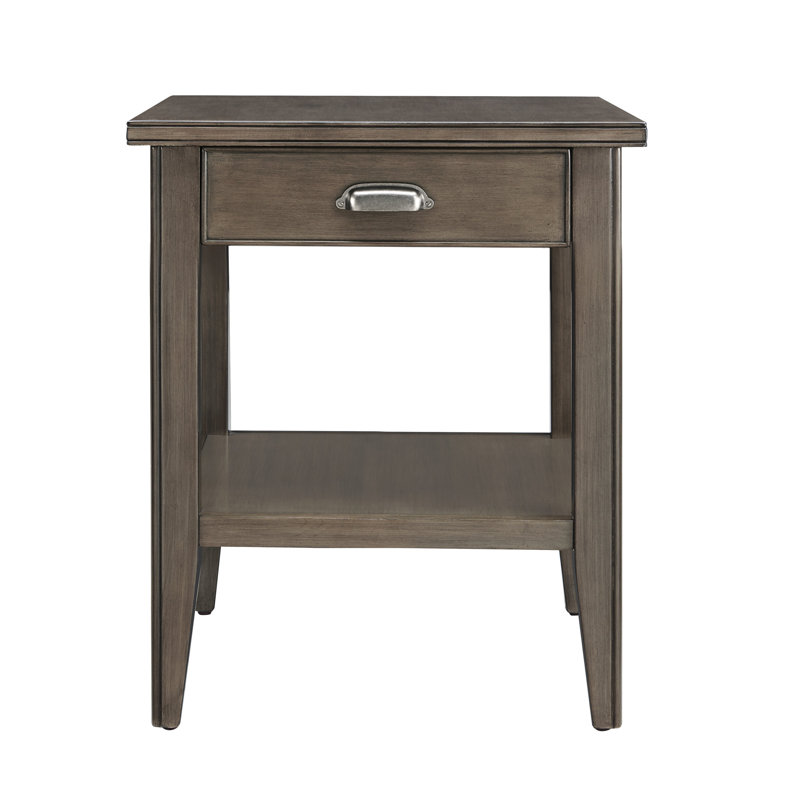 Laurent Solid + Manufactured Wood End Table with Drawer, Gray